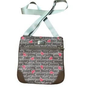 Juicy Couture Crossbody Bag Brown‎ Heart Print Y2K Small Purse